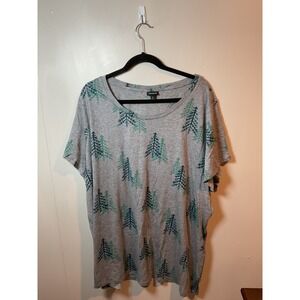 Torrid Womens Plus Size T Shirt Trees Print Grey Blue Green Short Sleeve Top 5‎